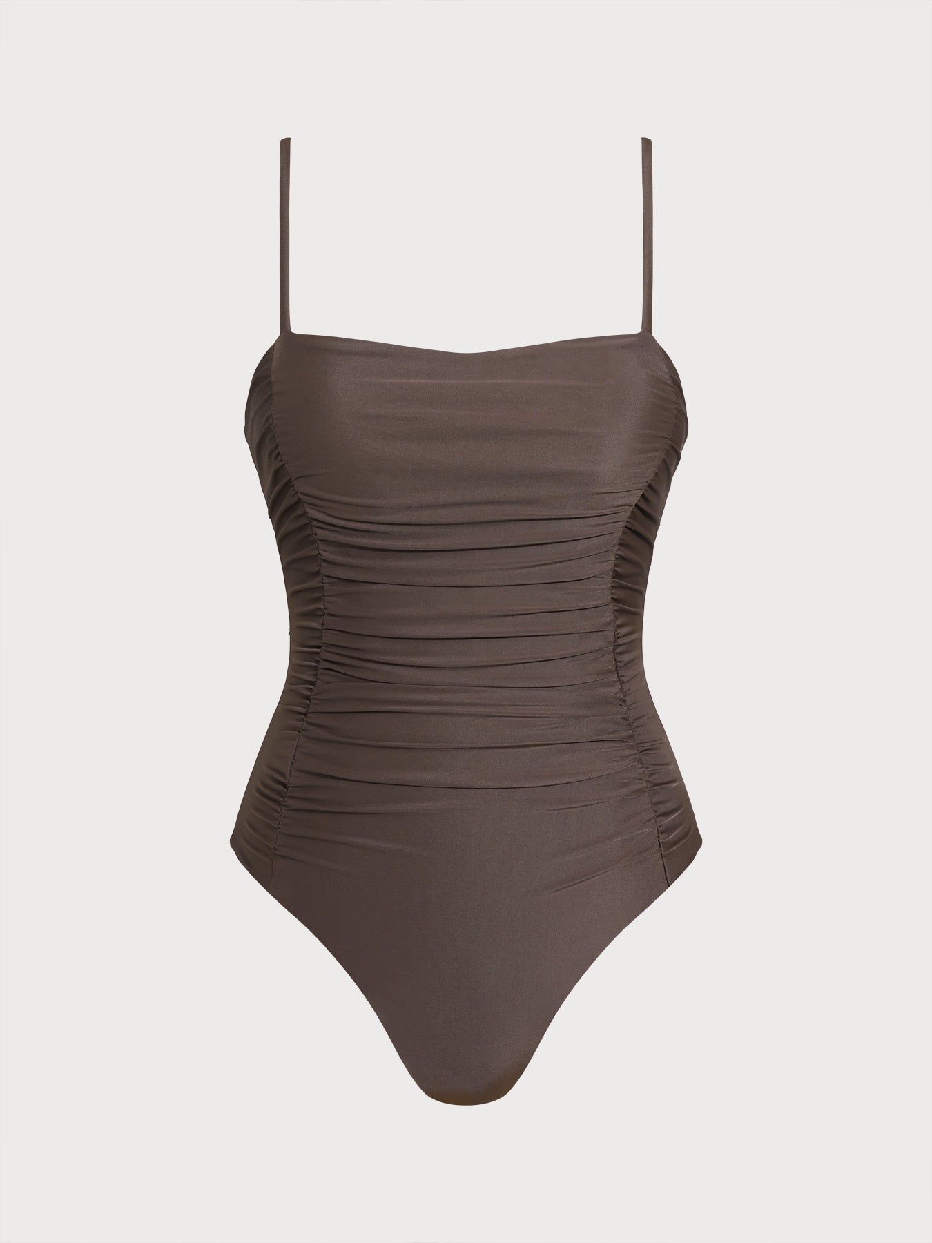 Women Knitted Nylon blended One Pieces Swimwear Dark Coffee Sustainable One-Pieces - BERLOOK