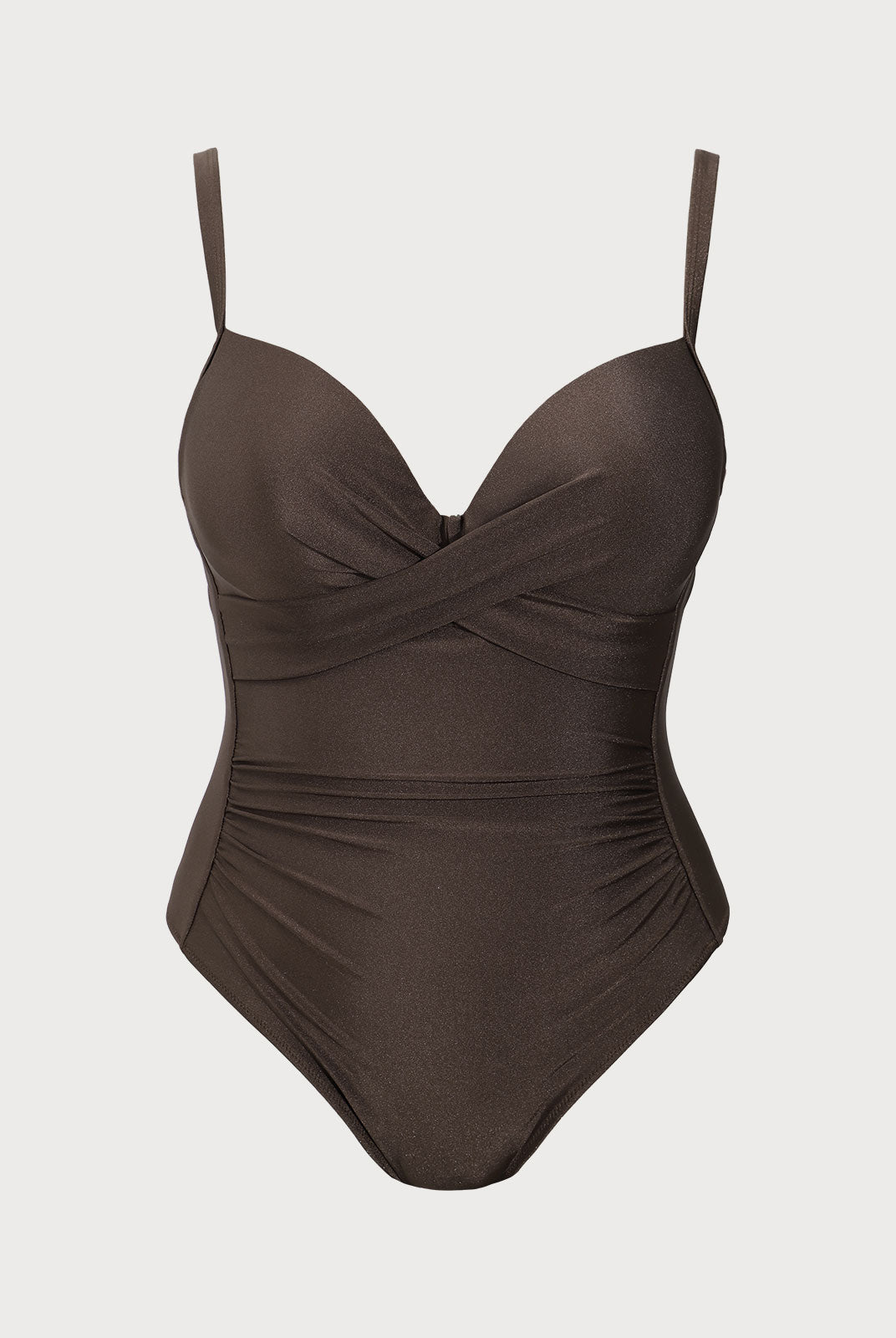 Women Knitted Nylon blended One Pieces Swimwear Dark Coffee Sustainable Plus Size One-Pieces - BERLOOK