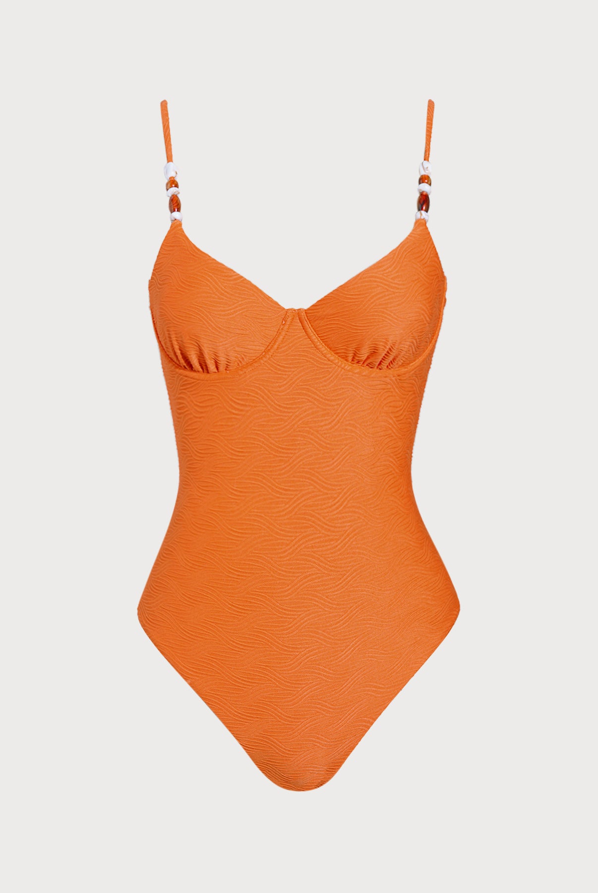 Women Knitted Nylon blended One Pieces Swimwear Orange Sustainable One-Pieces - BERLOOK