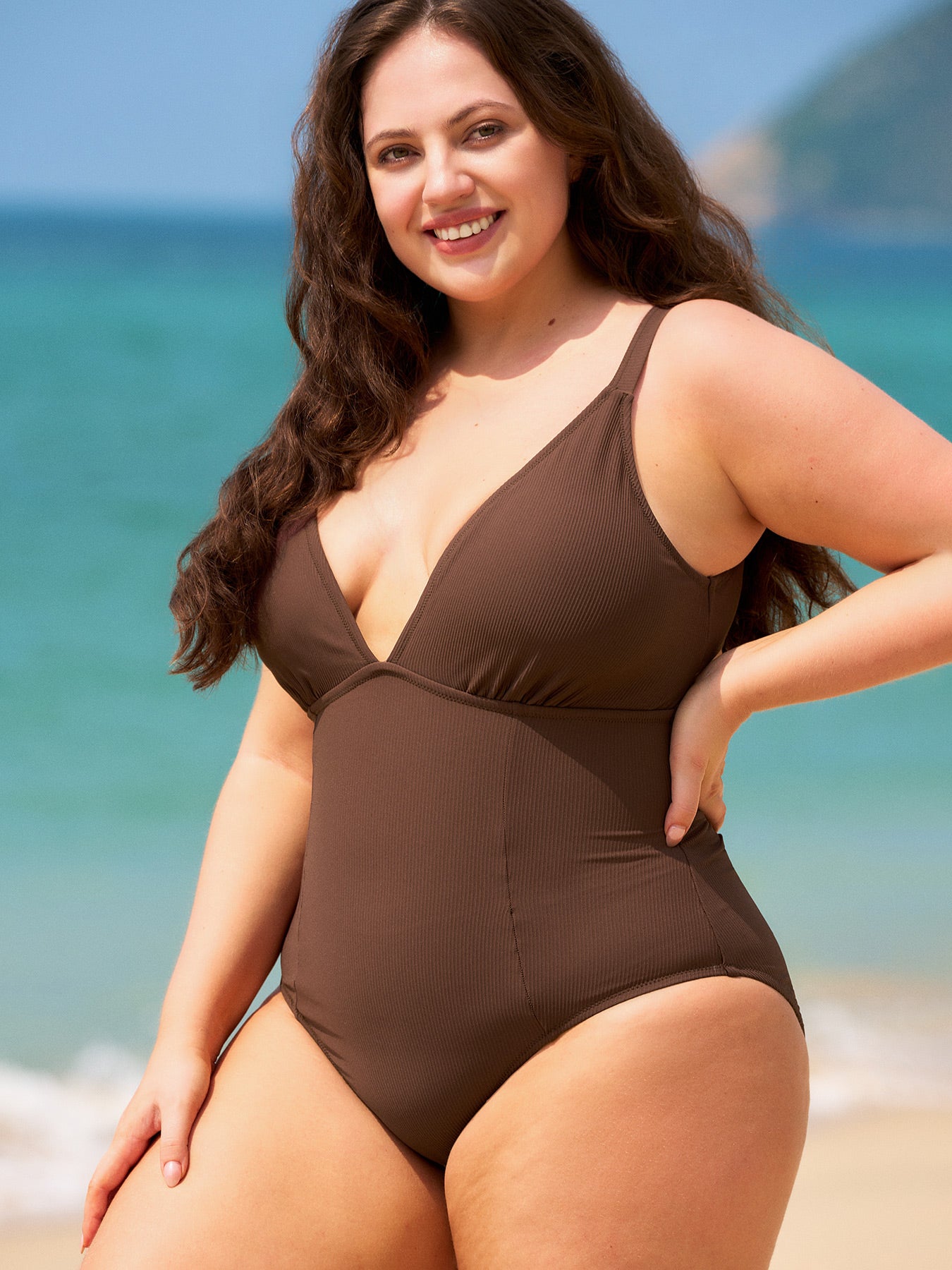 Women Knitted Nylon blended One Pieces Swimwear Sustainable Plus Size One-Pieces - BERLOOK