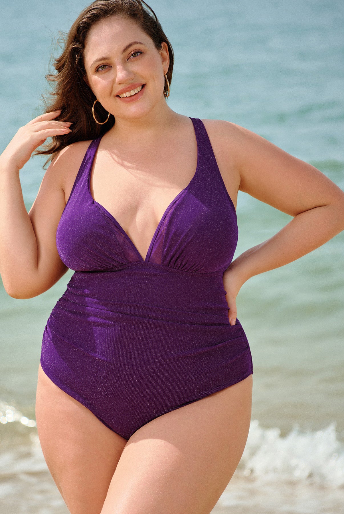 Women Knitted Nylon blended One Pieces Swimwear Sustainable Plus Size One-Pieces - BERLOOK