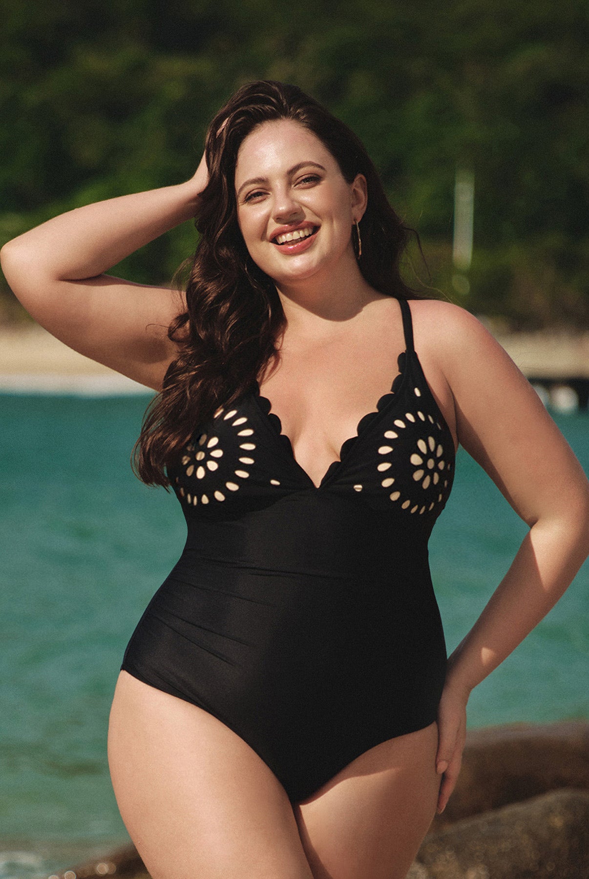 Women Knitted Nylon blended One Pieces Swimwear Sustainable Plus Size One-Pieces - BERLOOK