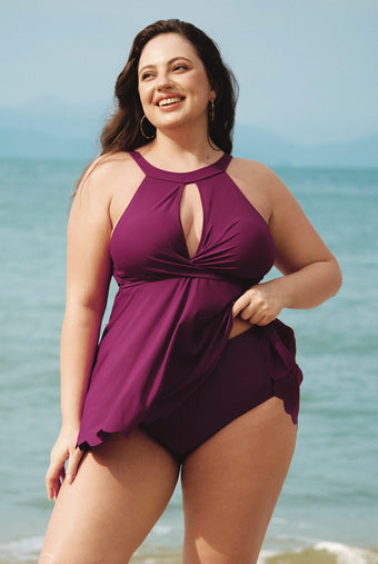 Women Knitted Nylon blended Tankini Bottoms Sustainable Plus Size Tankinis - BERLOOK