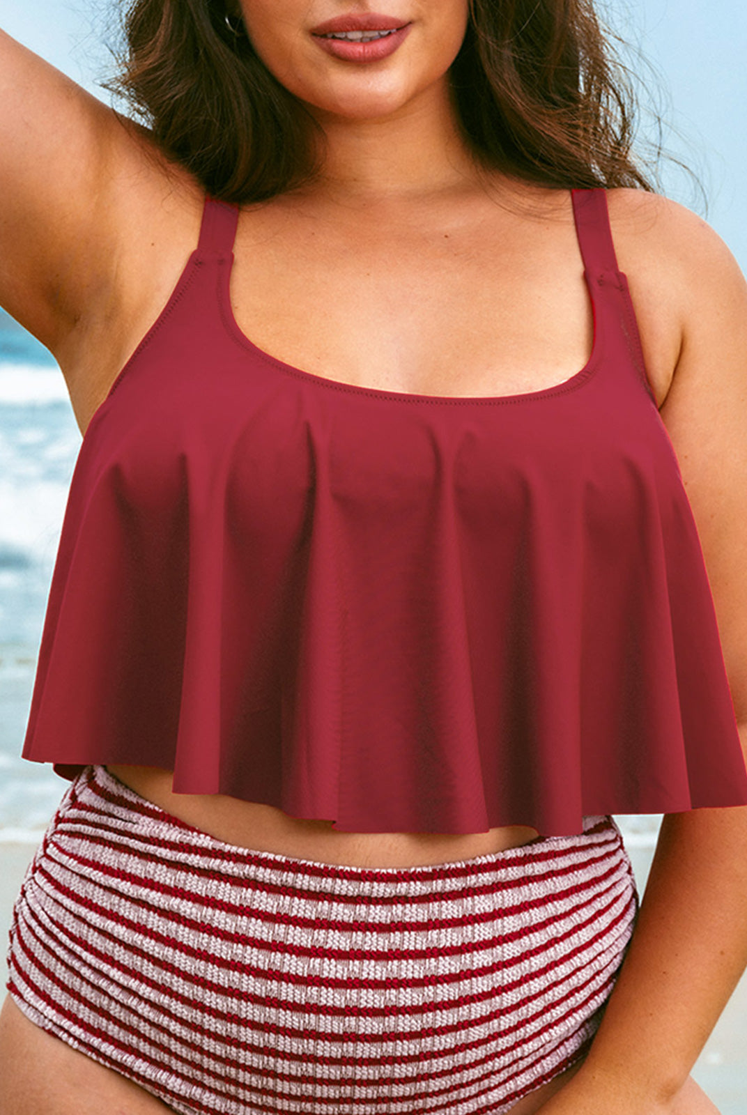 Women Knitted Nylon blended Tankini Tops Sustainable Plus Size Tankinis - BERLOOK
