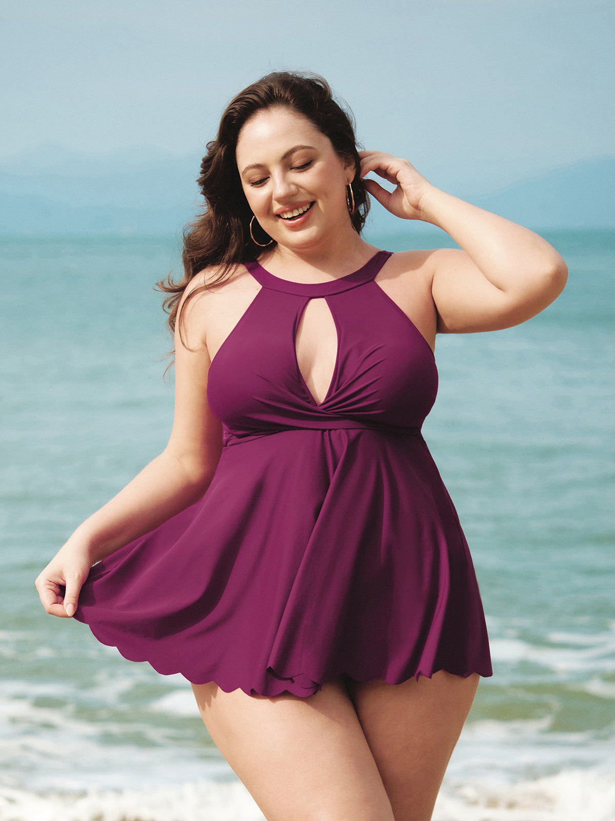 Women Knitted Nylon blended Tankini Tops Sustainable Plus Size Tankinis - BERLOOK