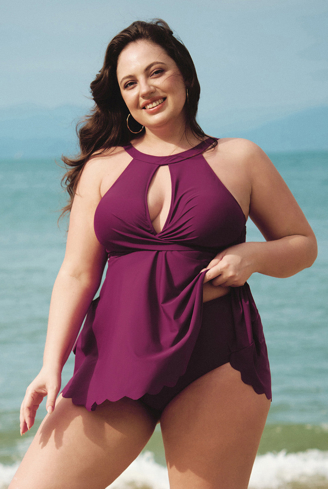 Women Knitted Nylon blended Tankini Tops Sustainable Plus Size Tankinis - BERLOOK