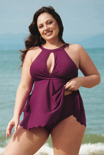 Women Knitted Nylon blended Tankini Tops Sustainable Plus Size Tankinis - BERLOOK