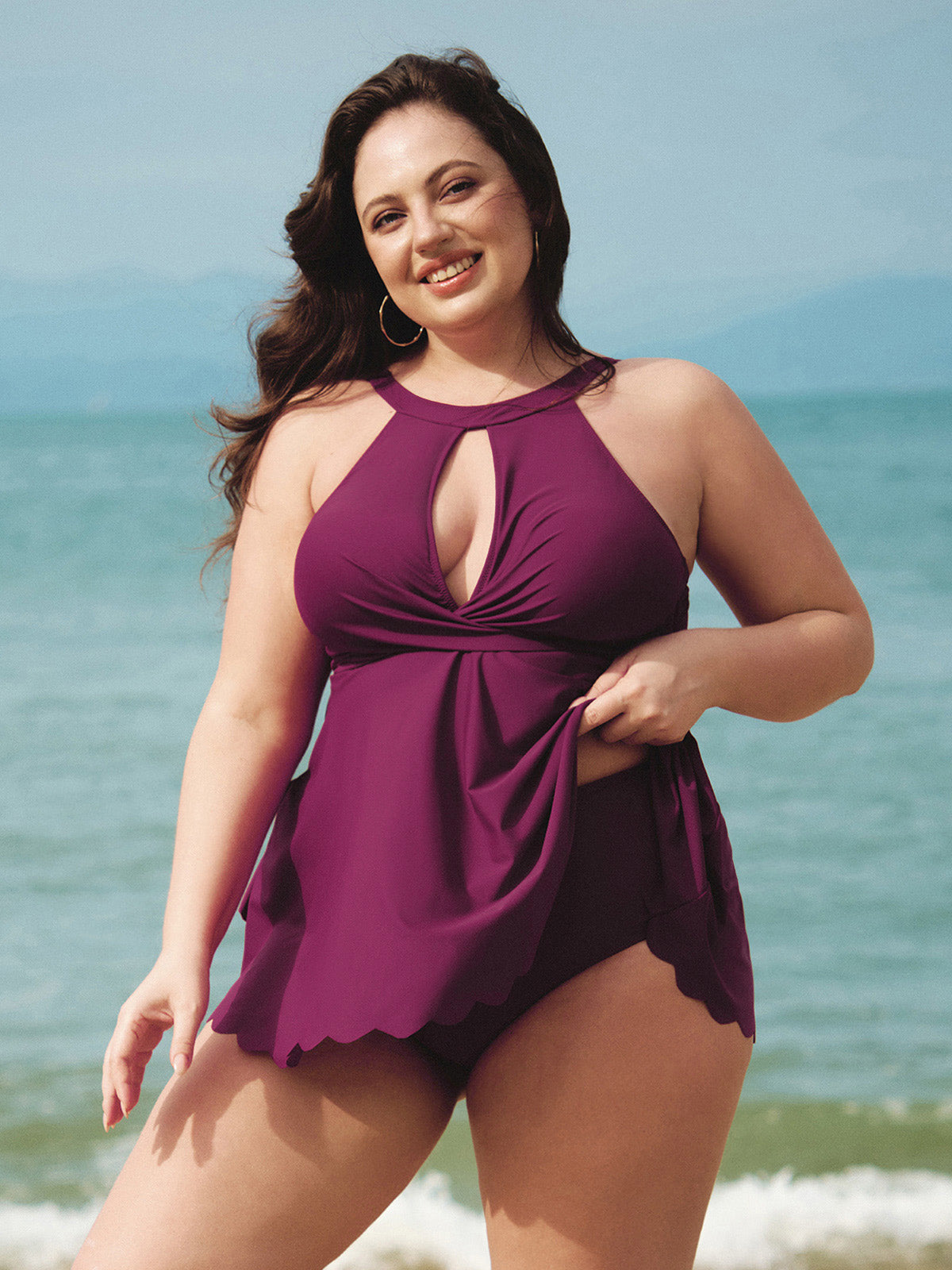 Women Knitted Nylon blended Tankini Tops Sustainable Plus Size Tankinis - BERLOOK