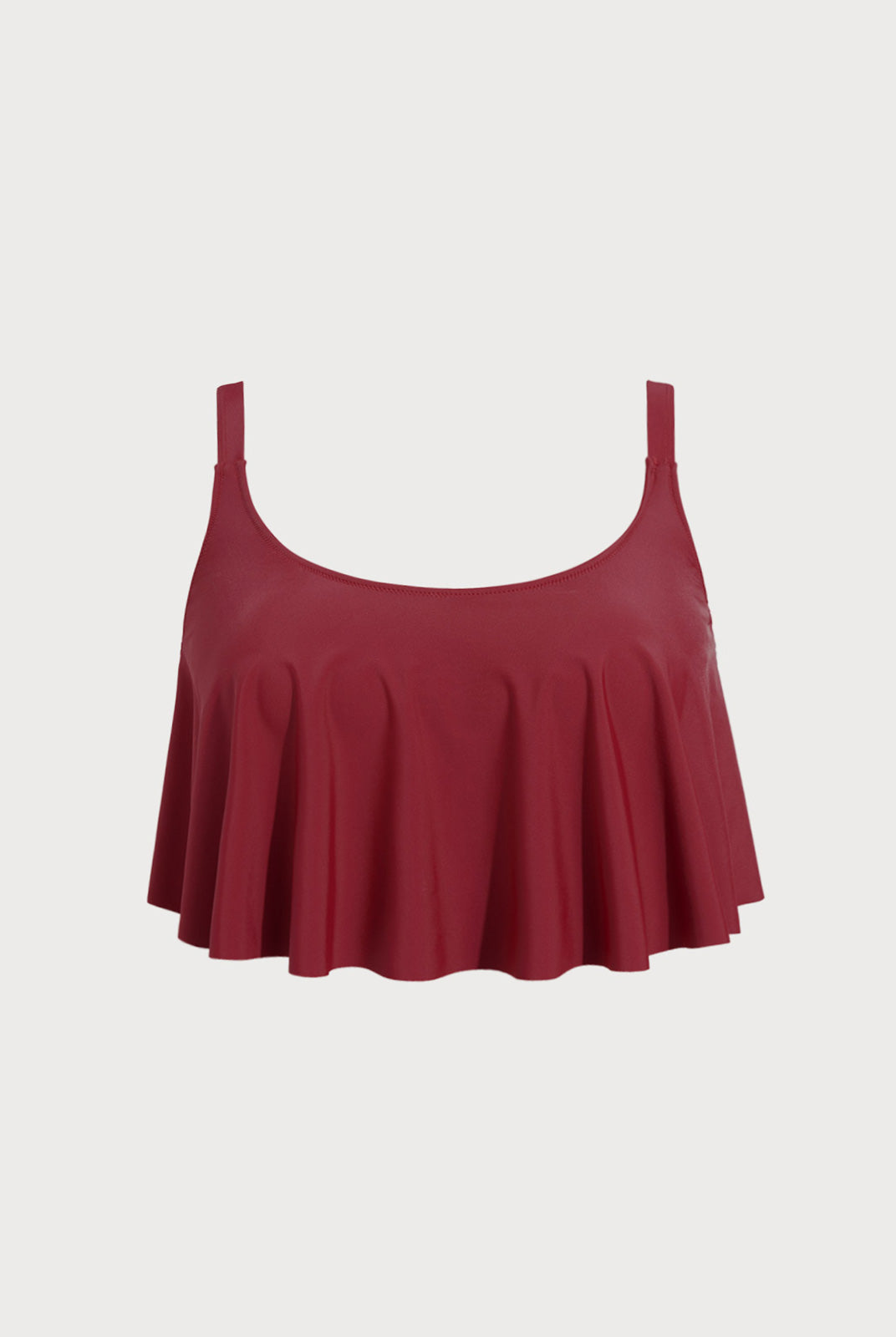 Women Knitted Nylon blended Tankini Tops Wine Red Sustainable Plus Size Tankinis - BERLOOK