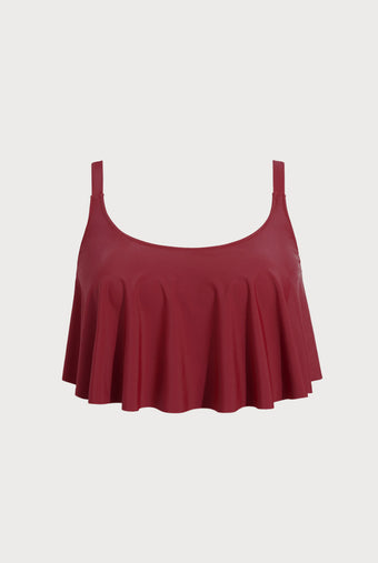 Women Knitted Nylon blended Tankini Tops Wine Red Sustainable Plus Size Tankinis - BERLOOK