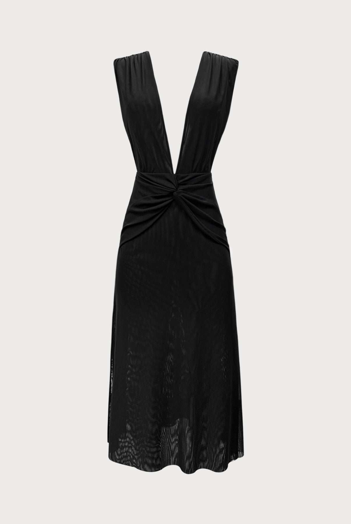 Women Knitted Nylon Mesh Cover-ups Black Sustainable Beach Dress - BERLOOK