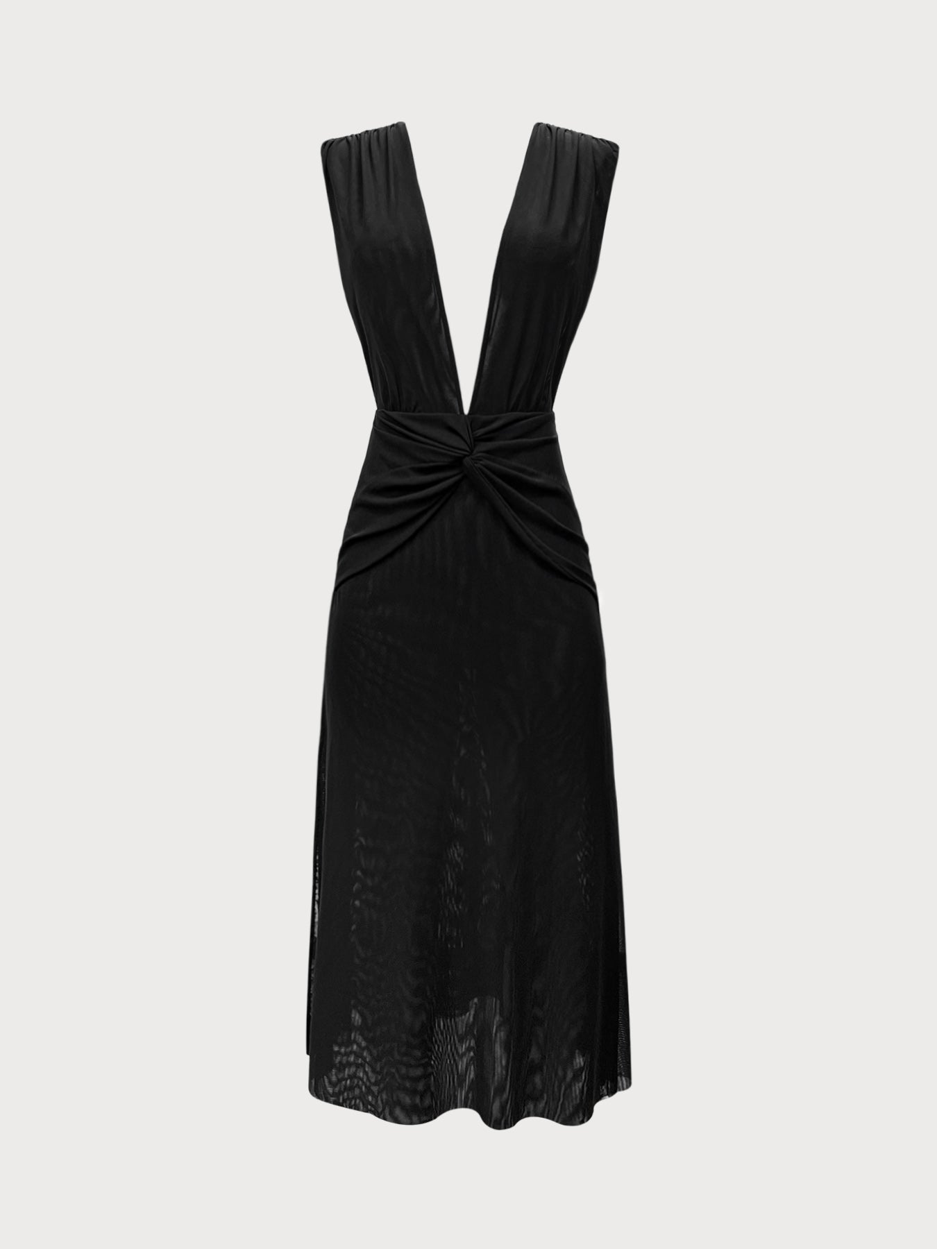 Women Knitted Nylon Mesh Cover-ups Black Sustainable Beach Dress - BERLOOK