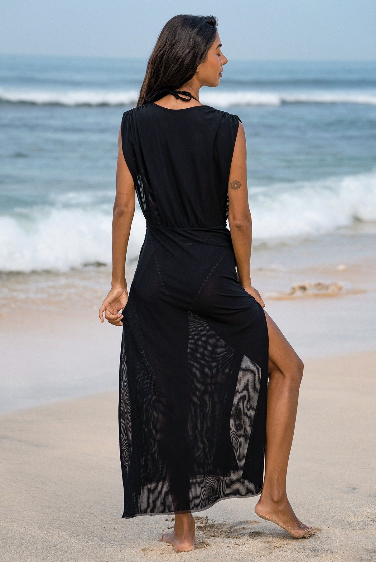 Women Knitted Nylon Mesh Cover-ups Sustainable Beach Dress - BERLOOK