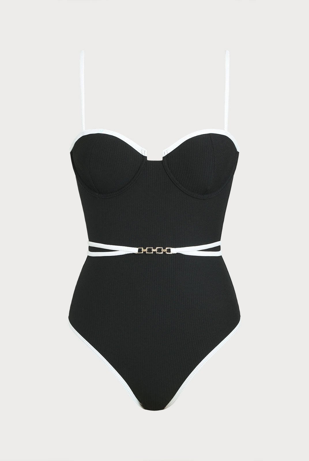 Women Knitted Nylon One Pieces Swimwear Black Sustainable One-Pieces - BERLOOK