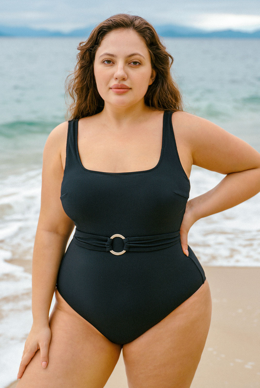 Women Knitted Nylon One Pieces Swimwear Black Sustainable Plus Size One-Pieces - BERLOOK