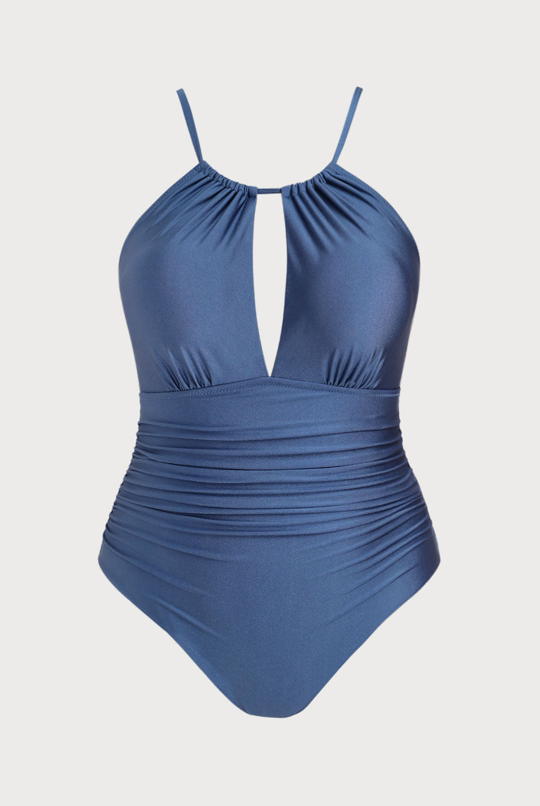 Women Knitted Nylon One Pieces Swimwear Blue Sustainable Plus Size One-Pieces - BERLOOK