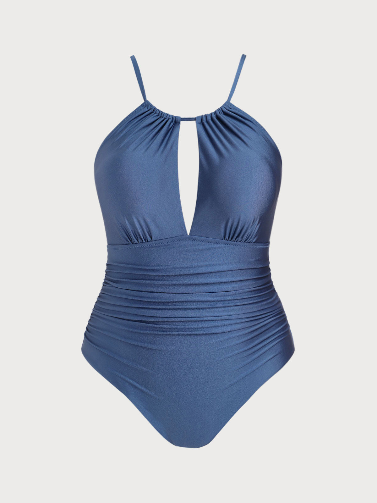 Women Knitted Nylon One Pieces Swimwear Blue Sustainable Plus Size One-Pieces - BERLOOK