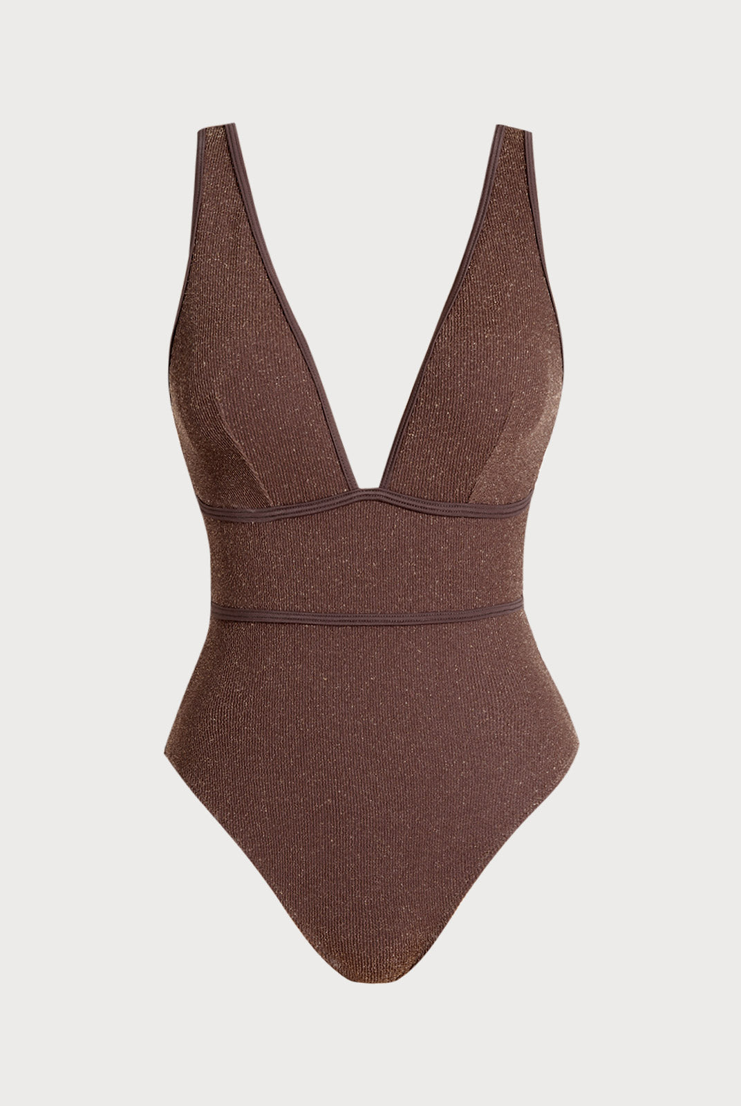 Women Knitted Nylon One Pieces Swimwear Dark Coffee Sustainable One-Pieces - BERLOOK