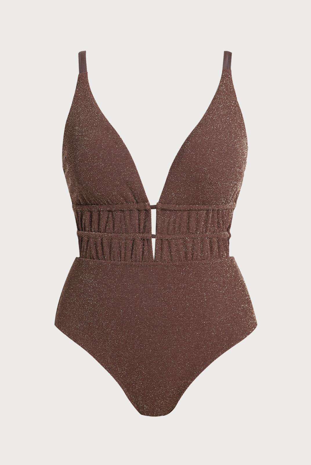 Women Knitted Nylon One Pieces Swimwear Dark Coffee Sustainable Plus Size One-Pieces - BERLOOK