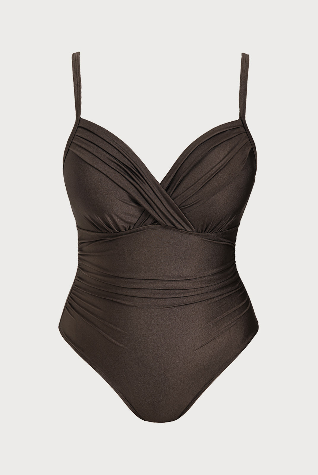 Women Knitted Nylon One Pieces Swimwear Dark Coffee Sustainable Plus Size One-Pieces - BERLOOK