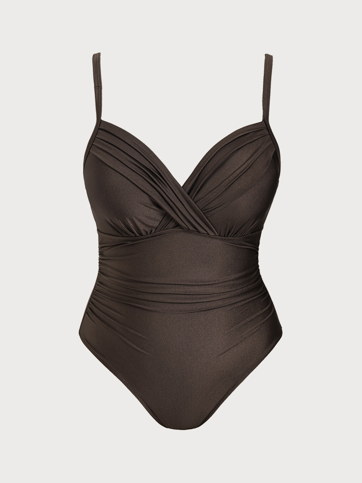Women Knitted Nylon One Pieces Swimwear Dark Coffee Sustainable Plus Size One-Pieces - BERLOOK