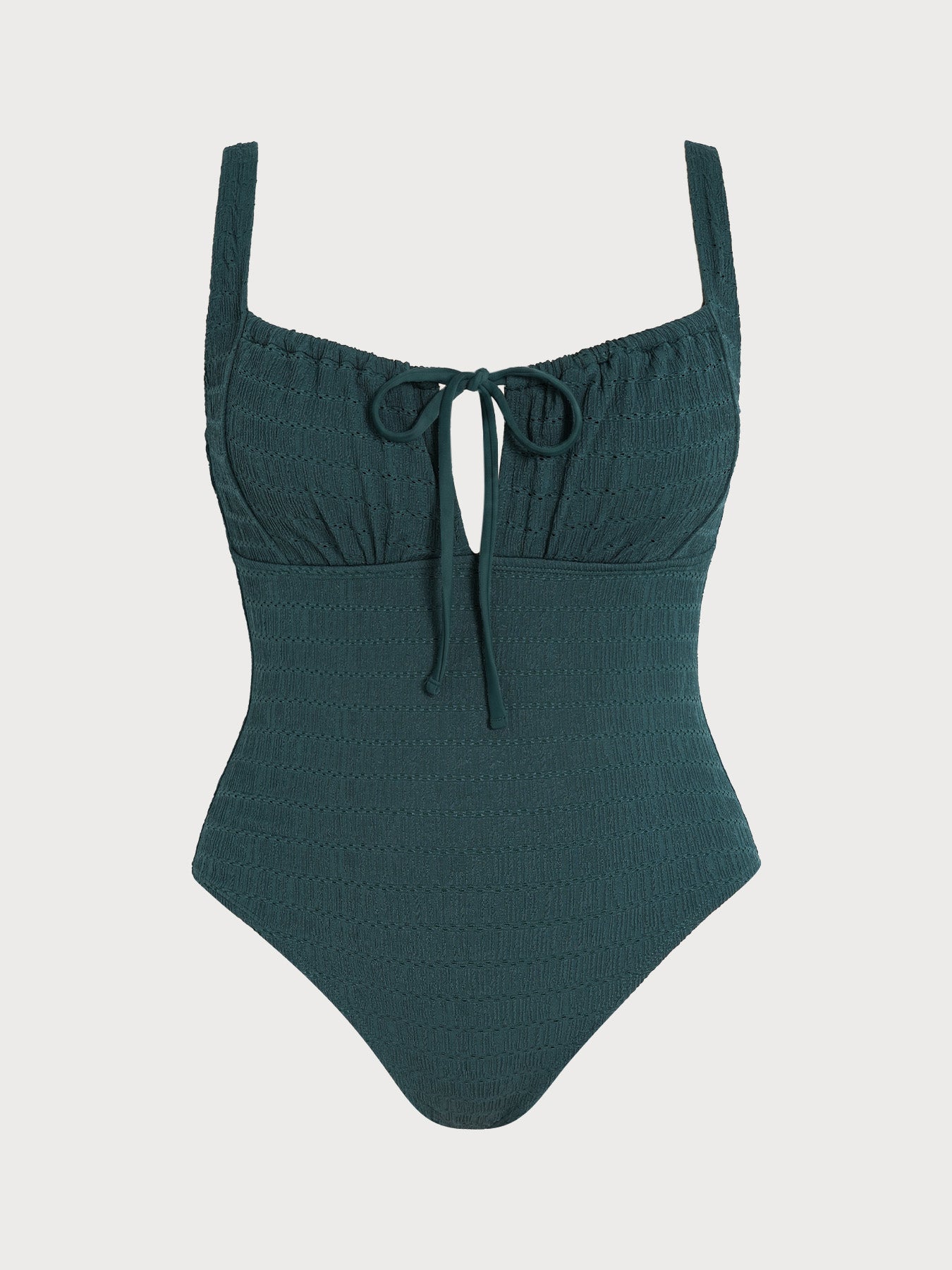 Women Knitted Nylon One Pieces Swimwear Dark Green Sustainable Plus Size One-Pieces - BERLOOK