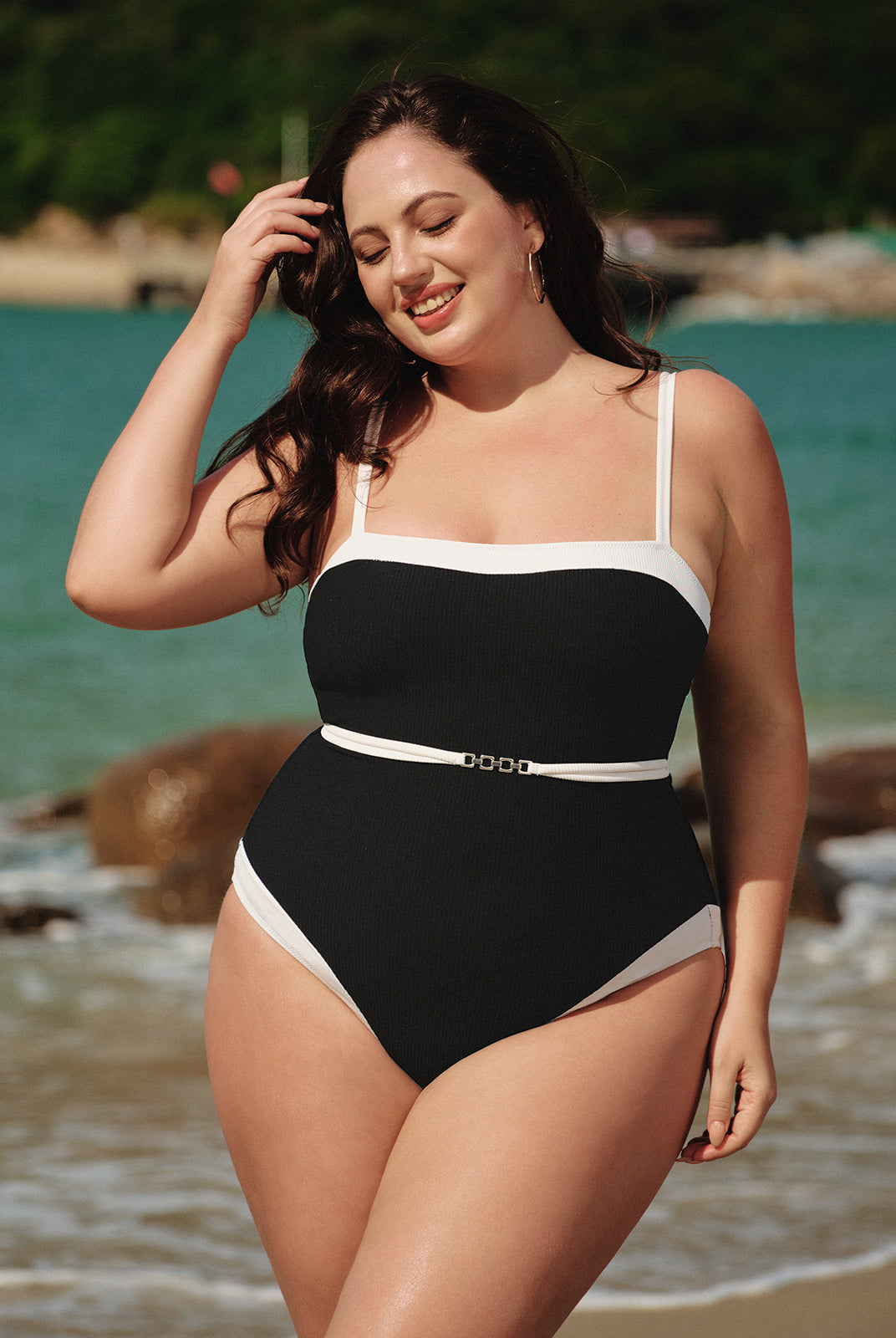 Women Knitted Nylon One Pieces Swimwear Sustainable Plus Size One-Pieces - BERLOOK