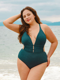 Women Knitted Nylon One Pieces Swimwear Sustainable Plus Size One-Pieces - BERLOOK