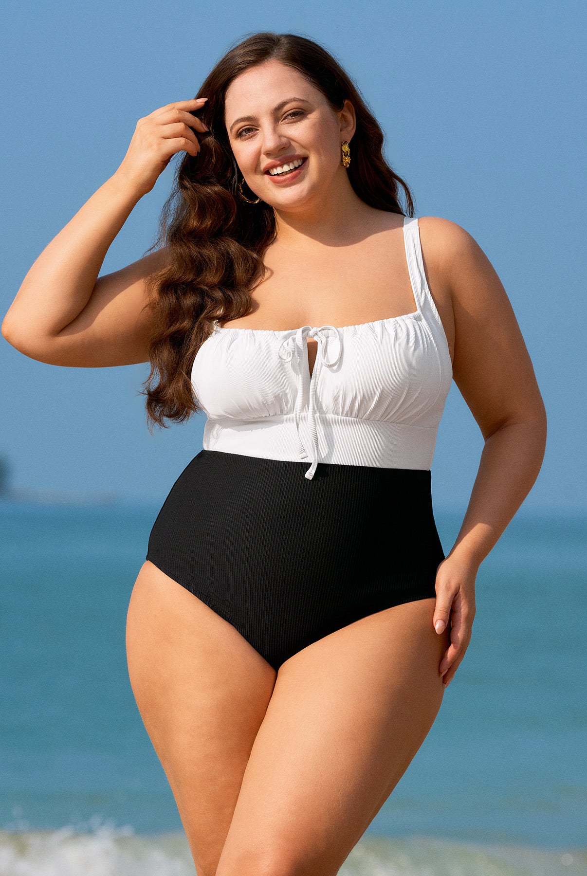 Women Knitted Nylon One Pieces Swimwear Sustainable Plus Size One-Pieces - BERLOOK