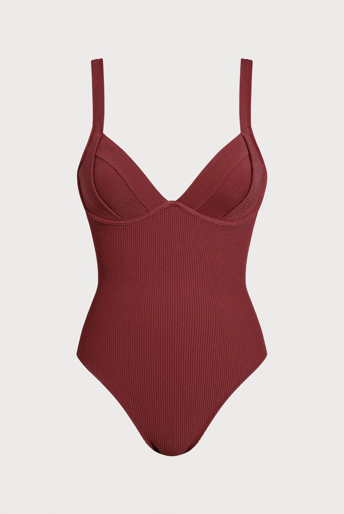 Women Knitted Nylon One Pieces Swimwear Wine Red Sustainable One-Pieces - BERLOOK
