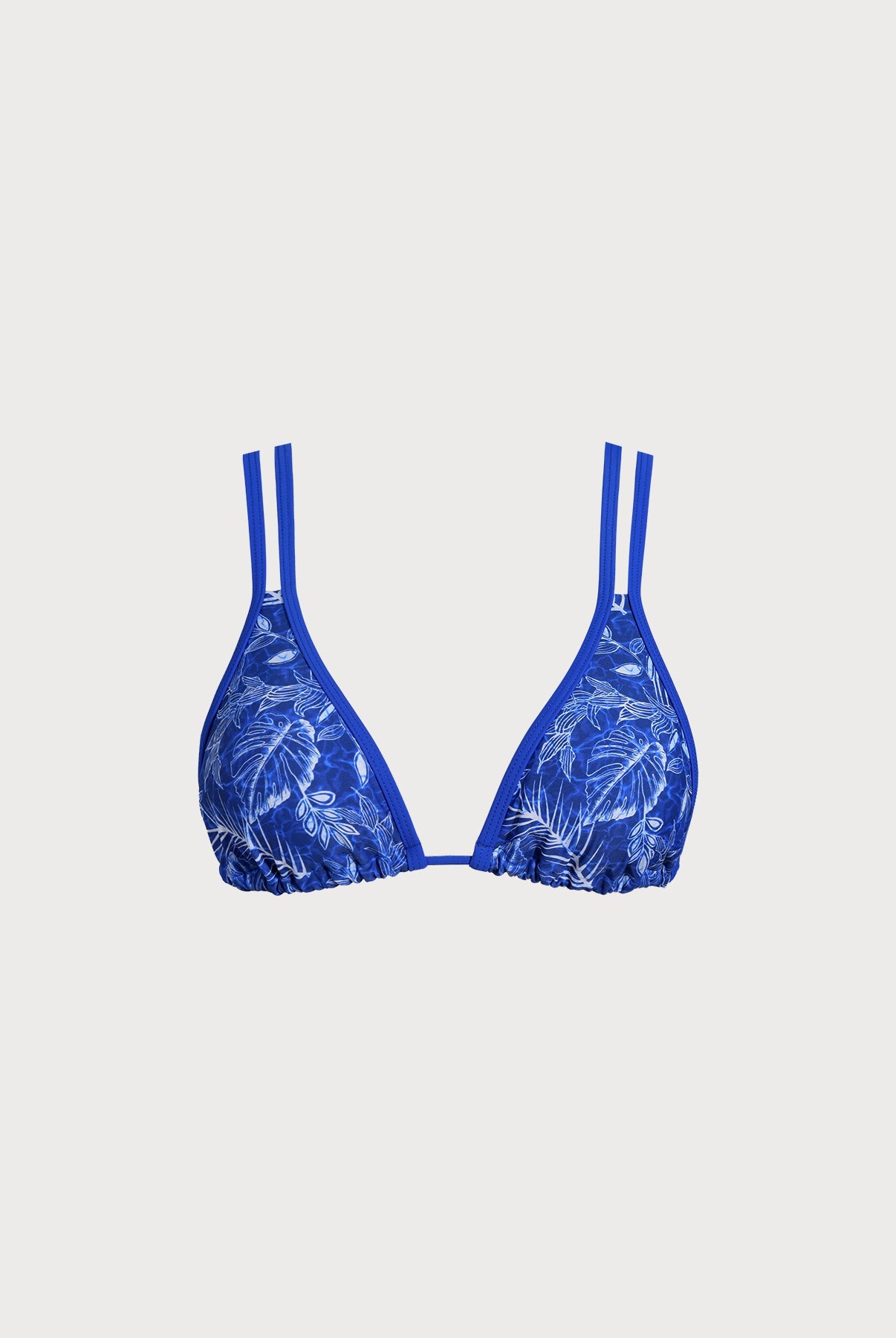 Women Knitted Nylon Printed Bikini Tops Blue Sustainable Bikinis - BERLOOK