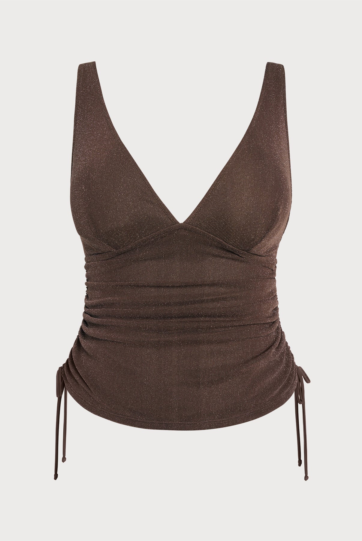 Women Knitted Nylon Tankini Tops Dark Coffee Sustainable Plus Size Tankinis - BERLOOK