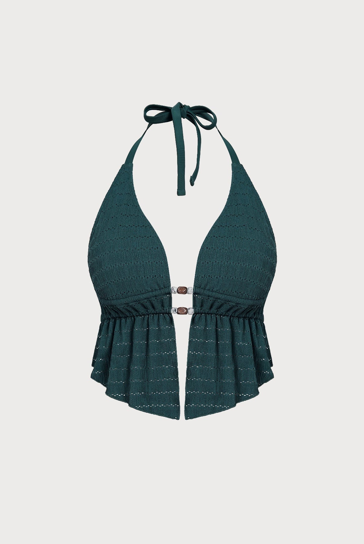 Women Knitted Nylon Tankini Tops Dark Green Sustainable Plus Size Tankinis - BERLOOK