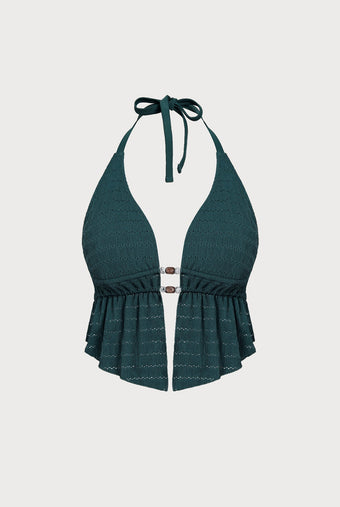 Women Knitted Nylon Tankini Tops Dark Green Sustainable Plus Size Tankinis - BERLOOK