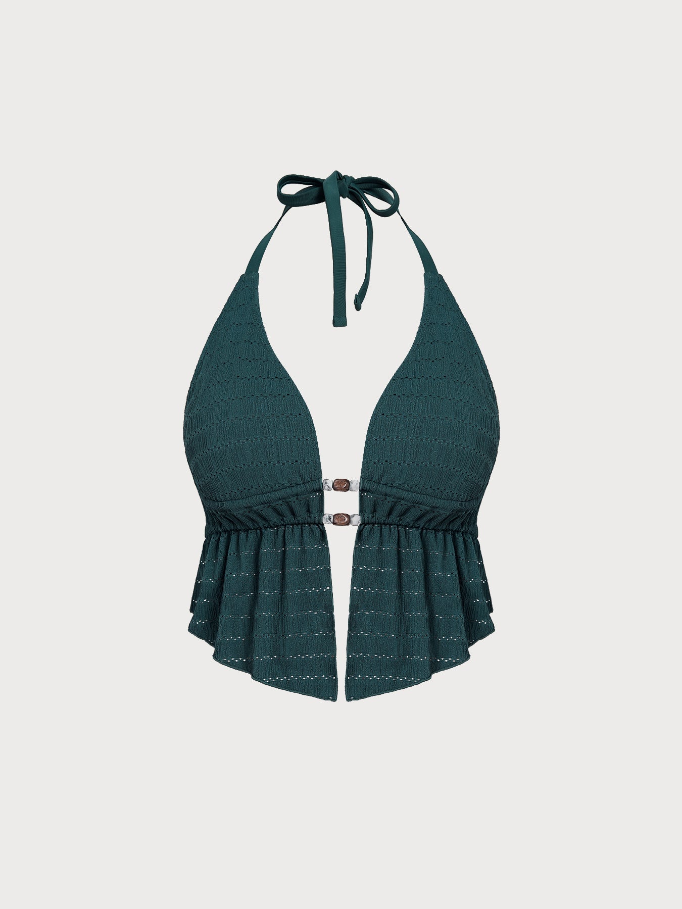 Women Knitted Nylon Tankini Tops Dark Green Sustainable Plus Size Tankinis - BERLOOK