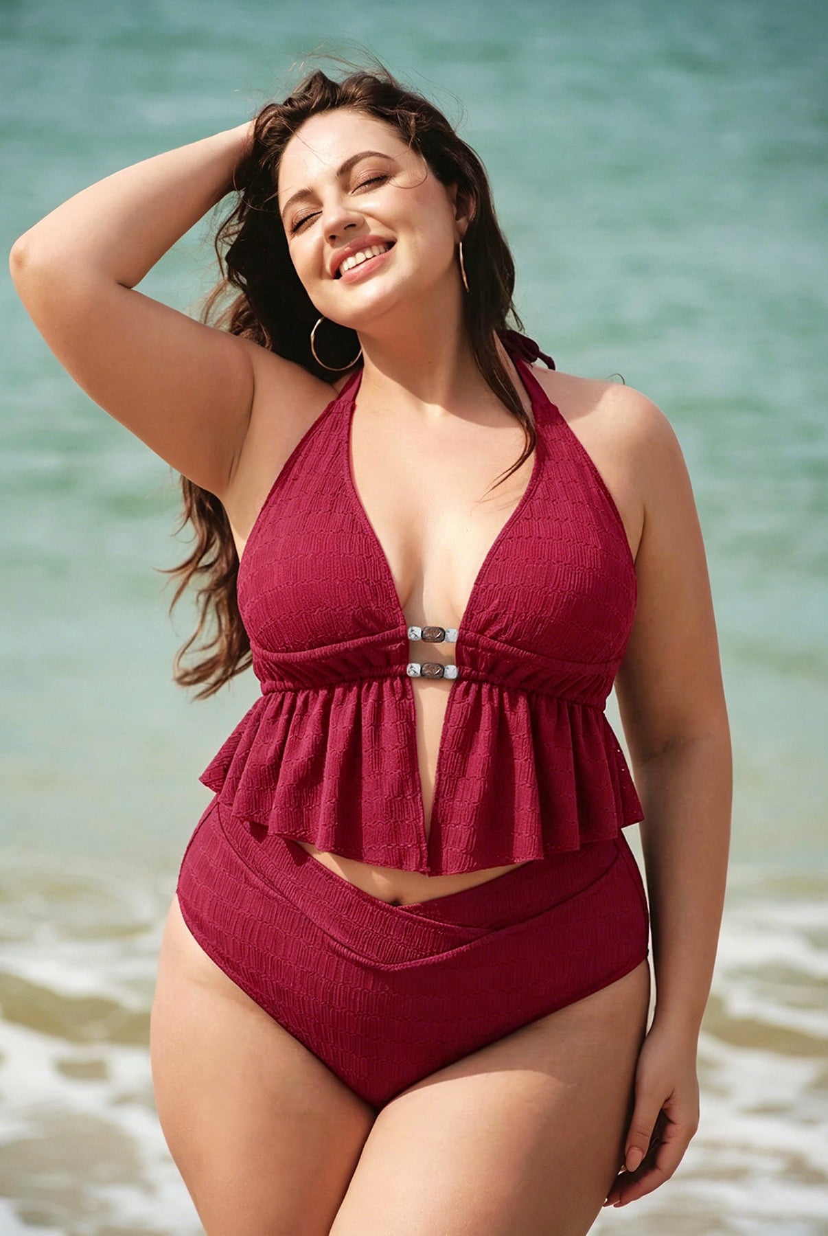 Women Knitted Nylon Tankini Tops Sustainable Plus Size Tankinis - BERLOOK