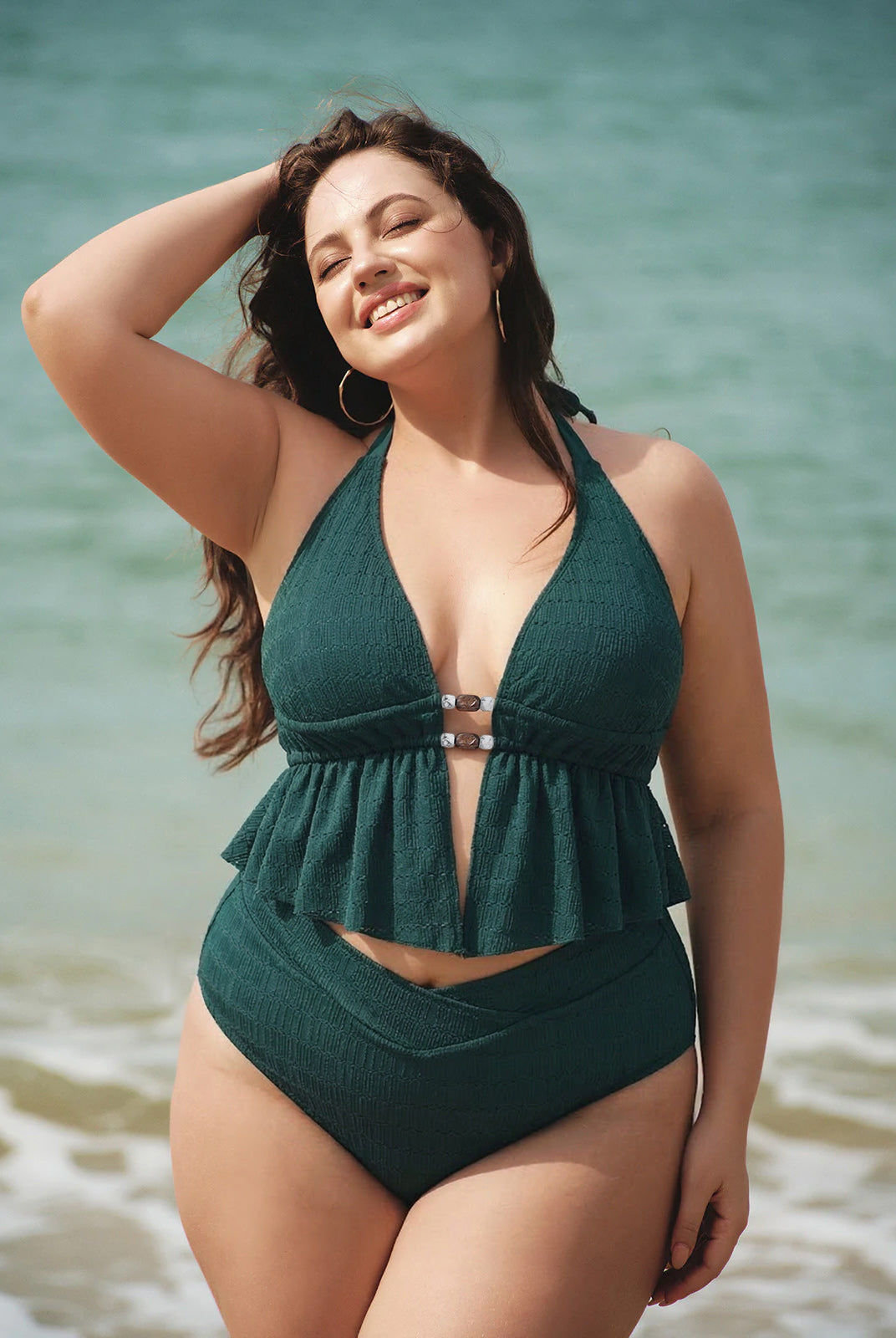 Women Knitted Nylon Tankini Tops Sustainable Plus Size Tankinis - BERLOOK
