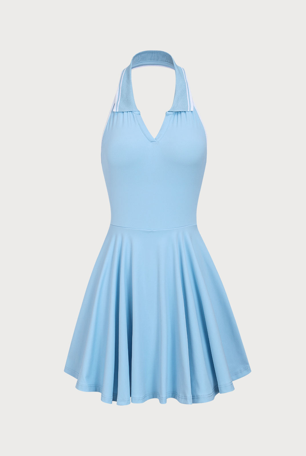 Women Knitted Nylon Yoga Dresses Sky Blue Sustainable Yoga Dresses&Yoga Jumpsuit - BERLOOK