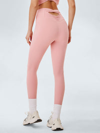 Women Knitted Nylon Yoga Leggings Pink Sustainable Yoga Bottoms - BERLOOK