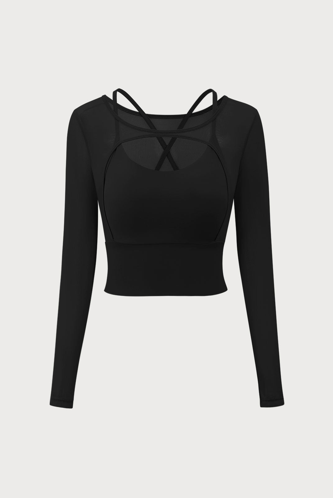 Women Knitted Nylon Yoga Long Sleeve Tops Black Sustainable Yoga Tops - BERLOOK