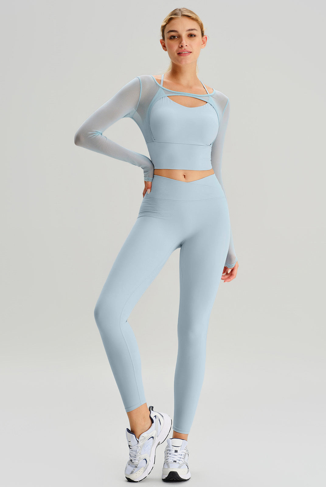 Women Knitted Nylon Yoga Long Sleeve Tops Sustainable Yoga Tops - BERLOOK