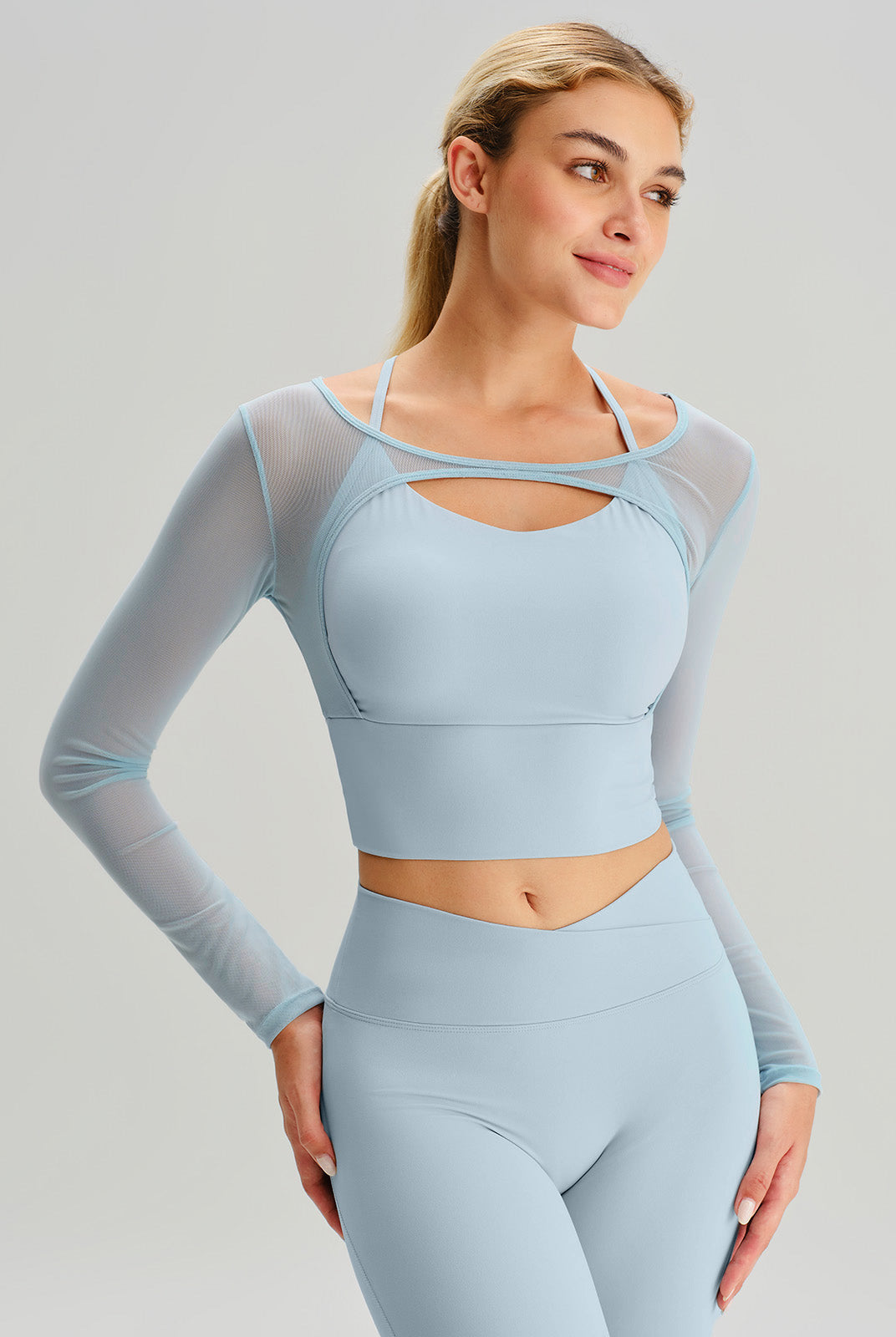 Women Knitted Nylon Yoga Long Sleeve Tops Sustainable Yoga Tops - BERLOOK