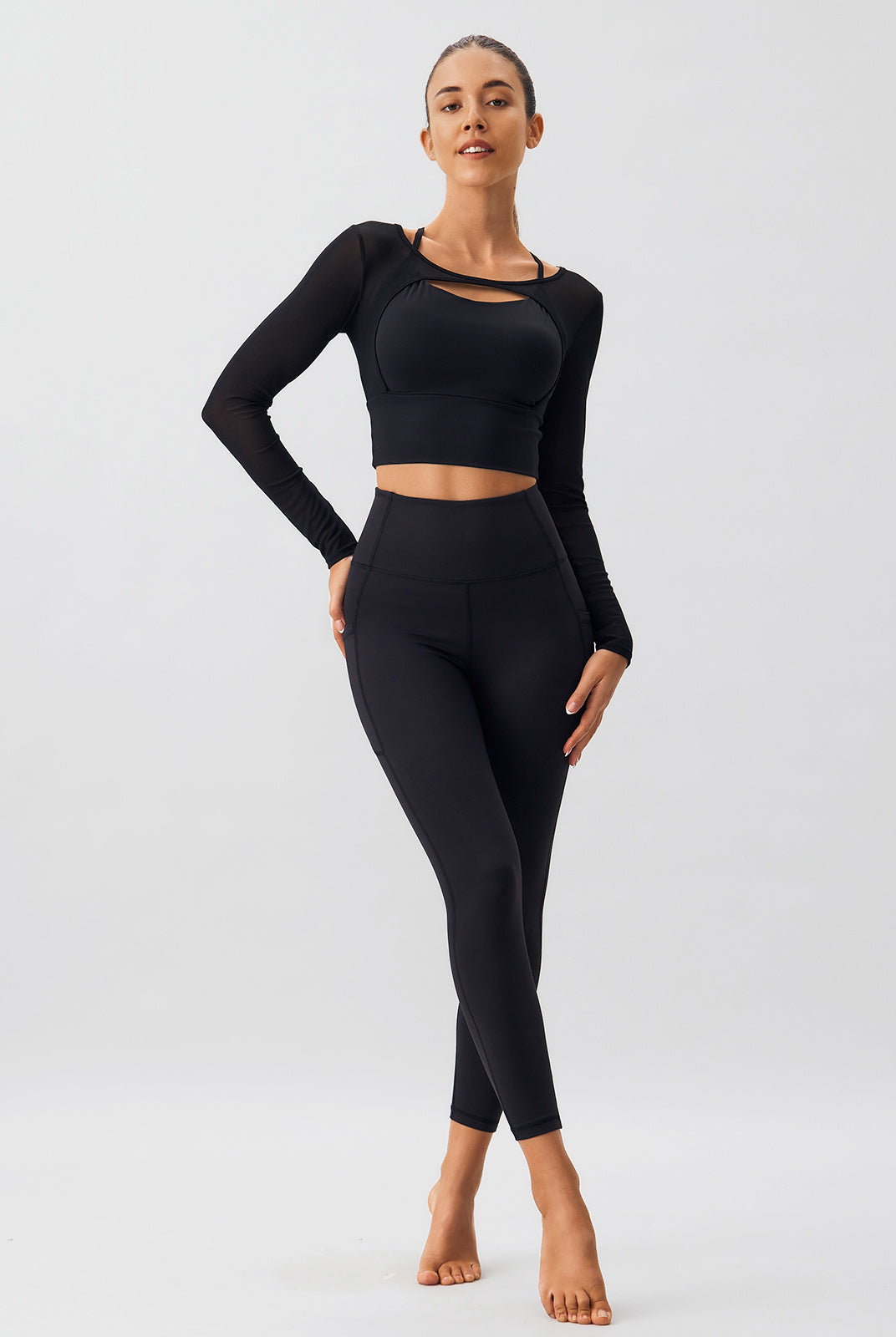 Women Knitted Nylon Yoga Long Sleeve Tops Sustainable Yoga Tops - BERLOOK