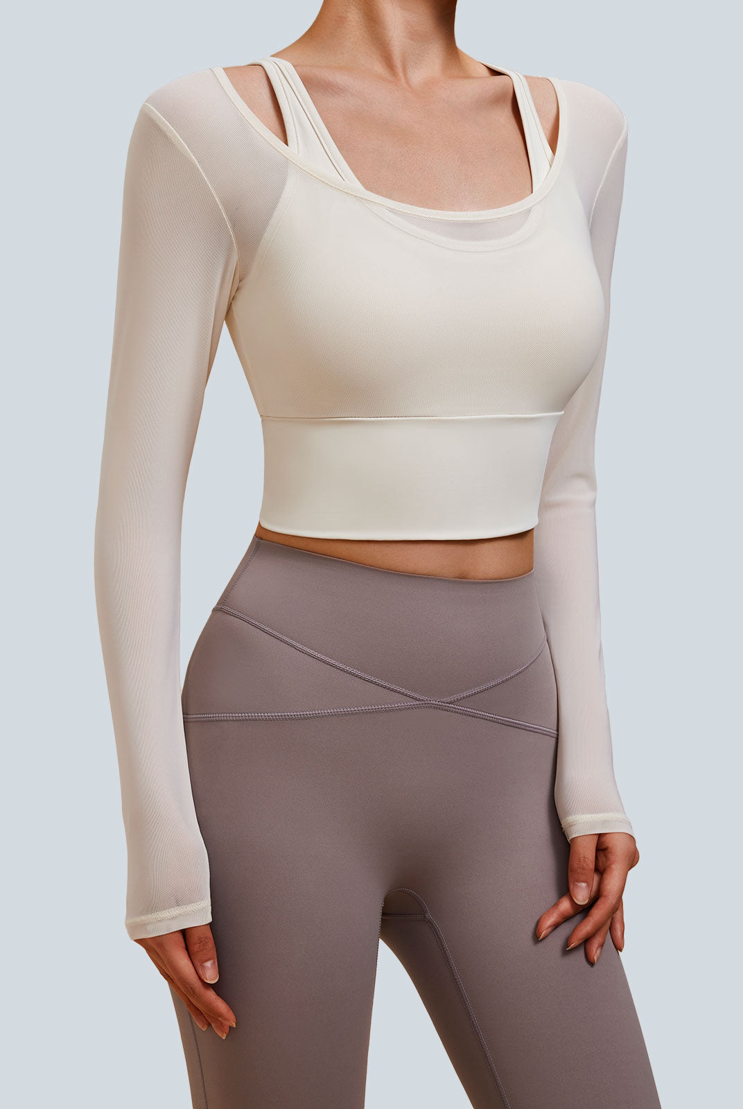 Women Knitted Nylon Yoga Long Sleeve Tops Sustainable Yoga Tops - BERLOOK