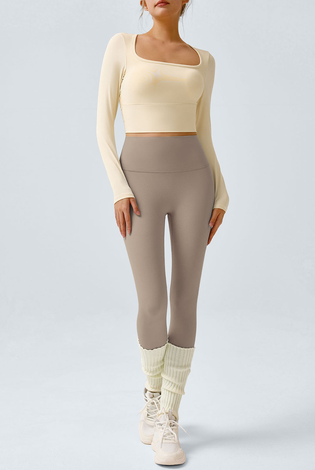 Women Knitted Nylon Yoga Long Sleeve Tops Sustainable Yoga Tops - BERLOOK