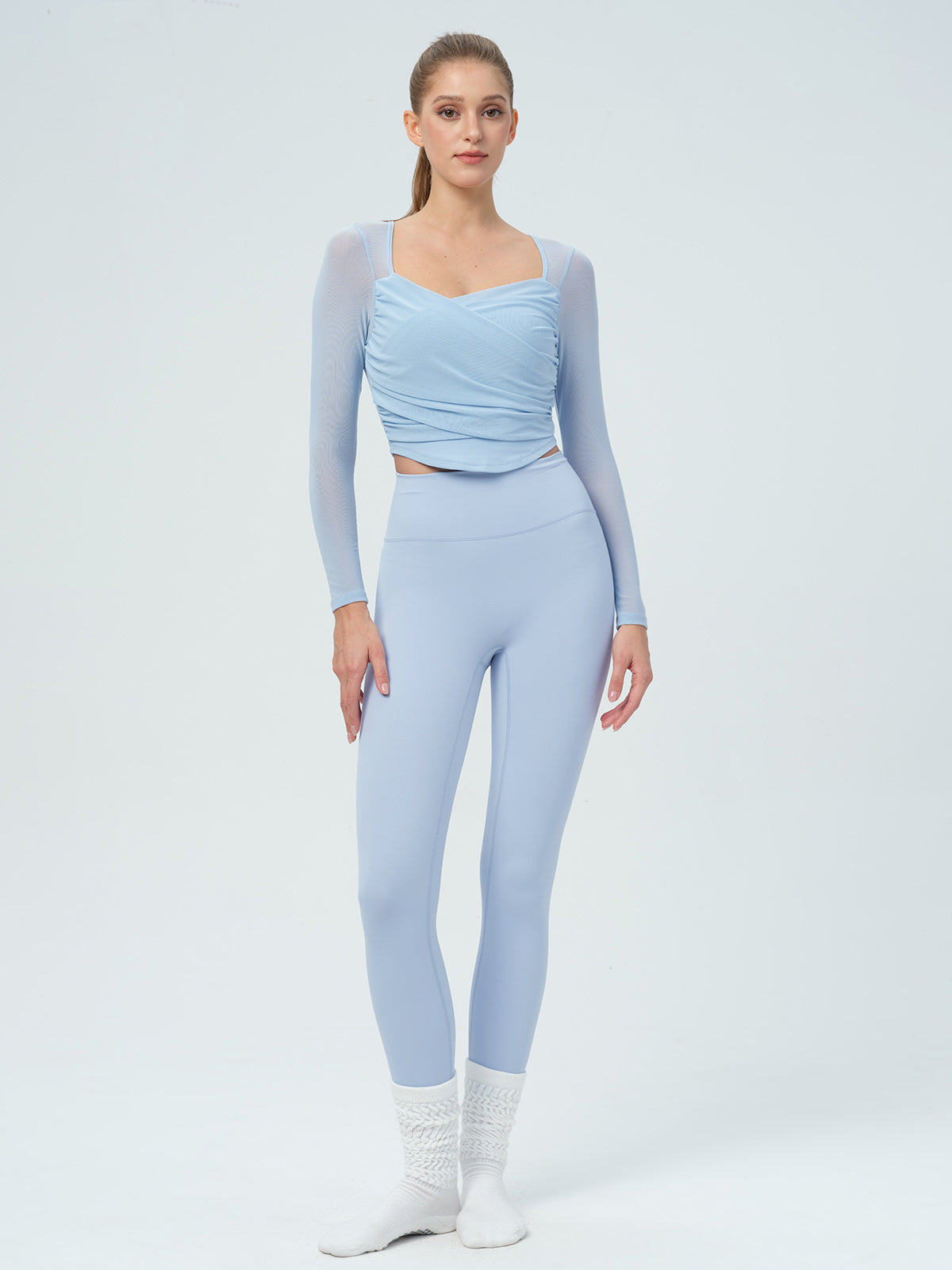Women Knitted Nylon Yoga Long Sleeve Tops Sustainable Yoga Tops - BERLOOK