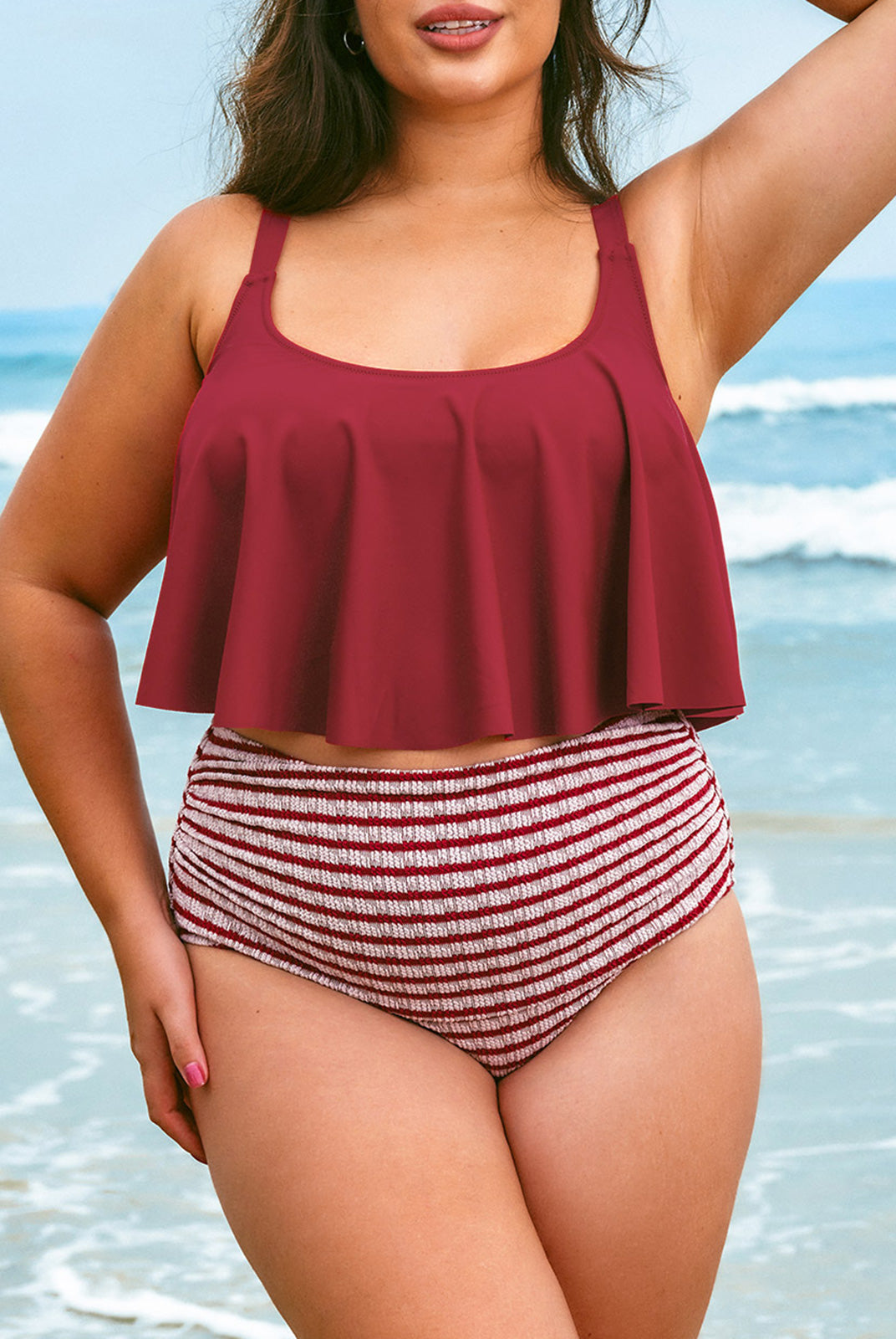 Women Knitted Polyester Blended Bikini Bottoms Sustainable Plus Size Tankinis - BERLOOK