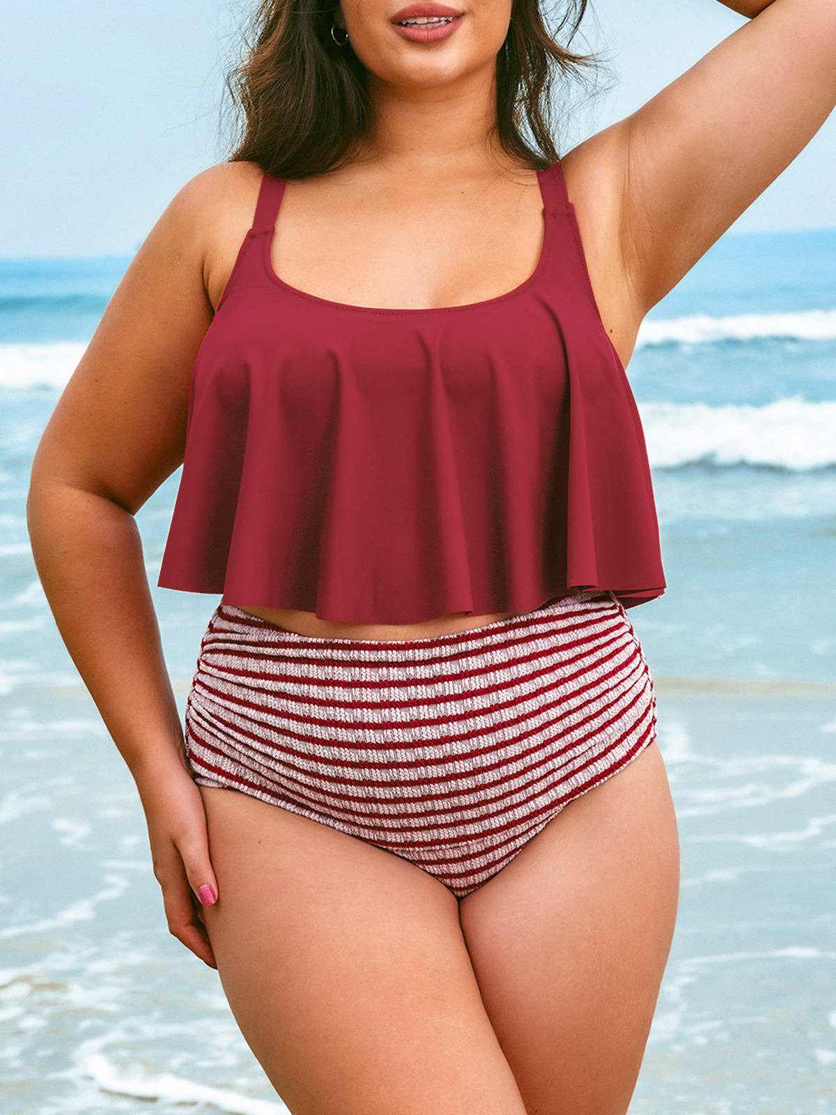 Women Knitted Polyester Blended Bikini Bottoms Sustainable Plus Size Tankinis - BERLOOK