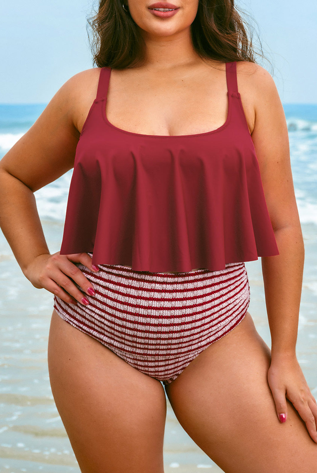 Women Knitted Polyester Blended Bikini Bottoms Sustainable Plus Size Tankinis - BERLOOK