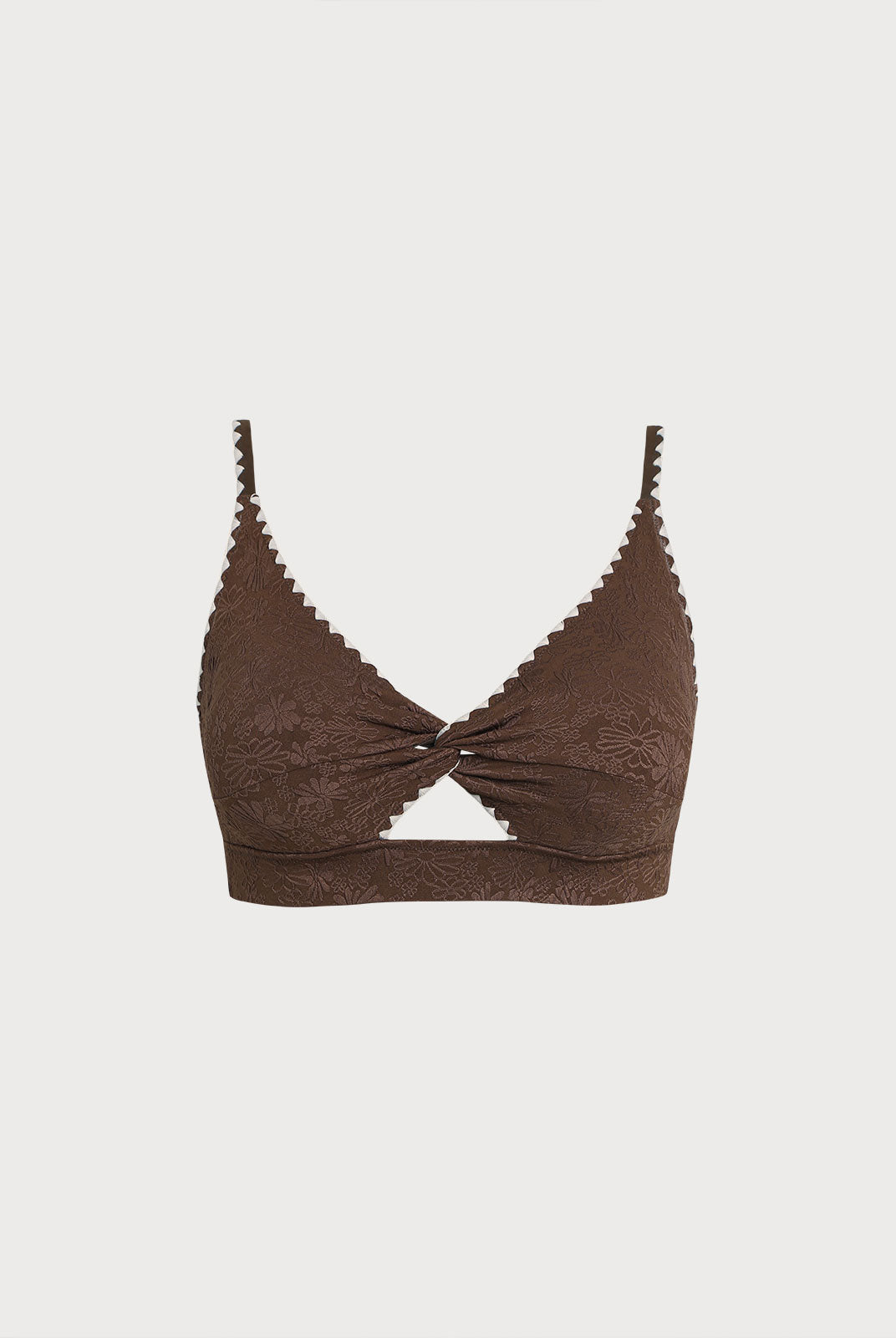 Women Knitted Polyester Blended Bikini Tops Dark Coffee Sustainable Plus Size Bikinis - BERLOOK